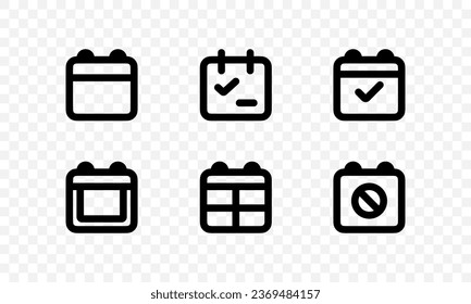 Iconos vectoriales de calendario. Conjunto de símbolos de calendario en estilo de línea. EPS vectorial 10