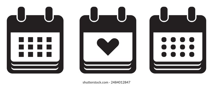 Calendar vector icons. Set of calendar symbols in line style.