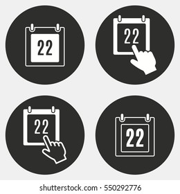 Calendar vector icons set. White illustration isolated for graphic and web design.