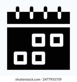 Calendar Vector Icons. Calendar Symbol, Isolated Silhouette Vector Icon.