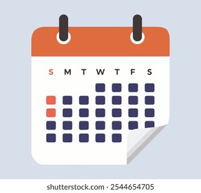 Kalender, Vektorgrafik mit Datum und 1 bis 30 Tagen Zahlenkalender, Illustration von monatlichen und jährlichen Kalenderdaten und Wochentagen. Tischkalender mit orangefarbenen Wandkalendern