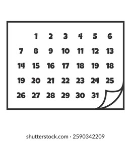 calendar vector illustration with folded corner. icon flat of a calendar sheet.