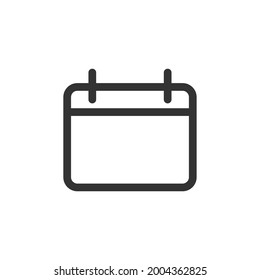 Icono de ilustración de vector de calendario. Botón Programar símbolo. Signo de recordatorio de fecha. Logotipo de aplicación e interfaz web. Silhouette aislada de fondo blanco.