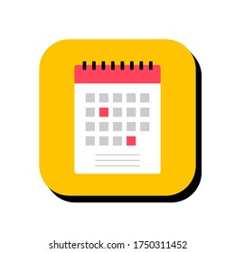calendar vector illustration icon. calendar icon in two-dimensional shape. The concept of schedule date and business event by using a calendar modern icon. calendar flat icon.