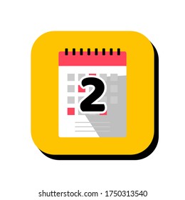 calendar vector illustration icon. calendar icon in two-dimensional shape. The concept of reminder and time by using a calendar modern icon. calendar flat icon.