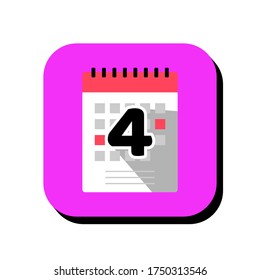 calendar vector illustration icon. calendar icon in two-dimensional shape. The concept of reminder and time by using a calendar modern icon. calendar flat icon.