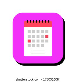 calendar vector illustration icon. calendar icon in two-dimensional shape. The concept of number and deadline schedule by using a calendar modern icon. calendar flat icon.