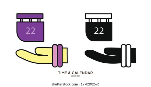 Calendar vector illustration lineal color and filled design