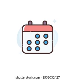 Calendar vector illustration. Outline filled Shipping and Delivery icons.
