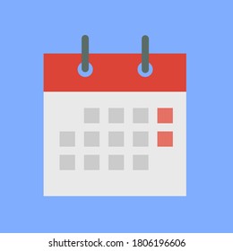 Calendar vector illustration. Reminder vector icon. Isolated on blue background.