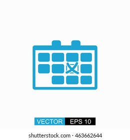 Calendar vector. Isolated blue icon on white background.