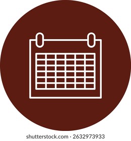 Calendar Vector Line Circle Icon Design
