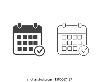 Calendar vector line icon. Black illustration isolated for graphic and web design
