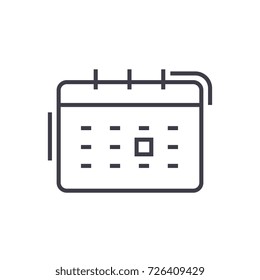 calendar vector line icon, sign, illustration on background, editable strokes