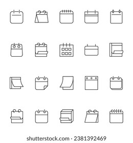 Calendar Vector Line Icons Set. Vector Illustration for web sites, apps, design, banners and other purposes