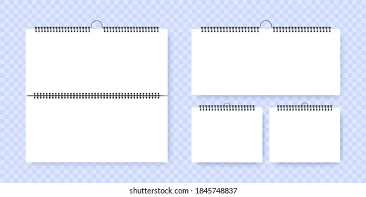 Calendar vector mockup. Calendar memo or diary with page templates. Vector illustration