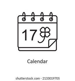 Calendar Vector Outline Icon Design illustration. St Patrick's Day Symbol on White background EPS 10 File