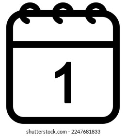 Calendar vector outline icon illustration