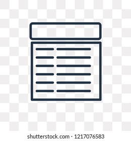 Calendar vector outline icon isolated on transparent background, high quality linear Calendar transparency concept can be used web and mobile