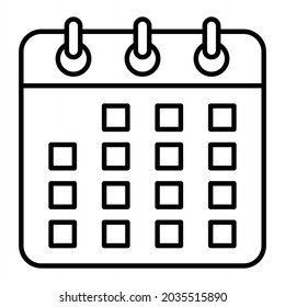 Icono De Esquema Del Vector De Calendario Aislado En Fondo Blanco

