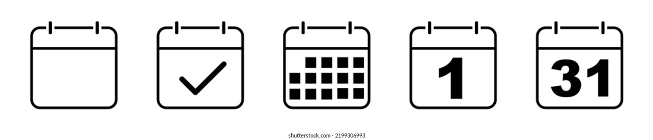 Símbolo de contorno del vector del calendario en fondo blanco. Recordatorio, programe el signo simple de la línea.