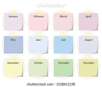 calendar vector with post paper notes and months - new years calendar