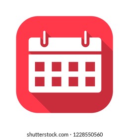 Calendar vector red icon in modern flat style isolated. Symbol calendar is good for your web design.