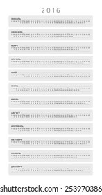 Calendar Vector Template 2016