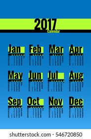 Calendar vector template for 2017 year. Week starts on Monday. Calender with week numbers. Year on one page, suitable for poster or pocket calendar