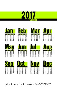 Calendar vector template for 2017 year. Week starts on Monday. Calender with week numbers. Year on one page, suitable for poster or pocket calendar