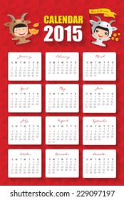 Calendar Vector template design Year of the goat.