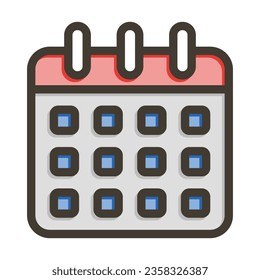 Calendar Vector Thick Line Filled Colors Icon For Personal And Commercial Use.
