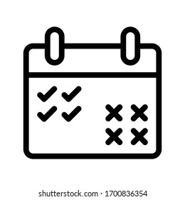 icono de línea delgada del vector de calendario 