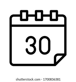 icono de línea delgada del vector de calendario 