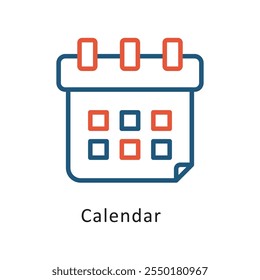 Calendar  Vector Two Color Outline IconIcon. Eps 10 file