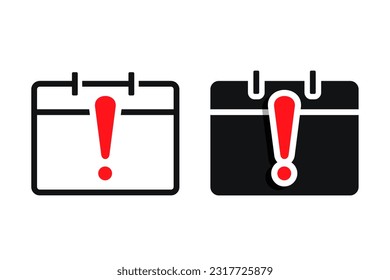 Icono de advertencia de calendario. Vector de ilustración