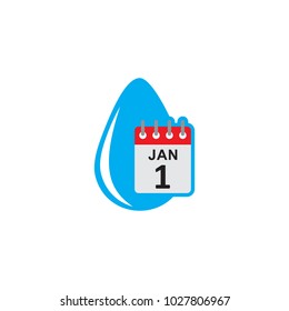 Calendar Water Logo Icon Design