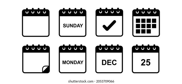 Calendar for web desing vector icons set