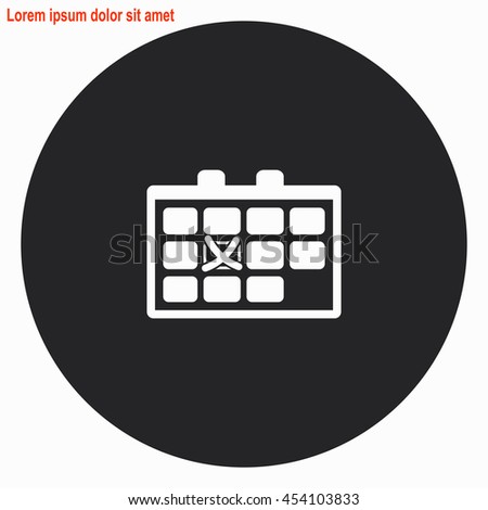 Calendar web icon. Gray circle button with white illustration.