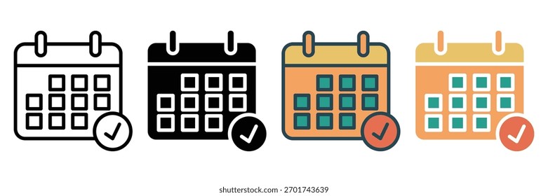 Icono de Web de calendario colección de estilo múltiple