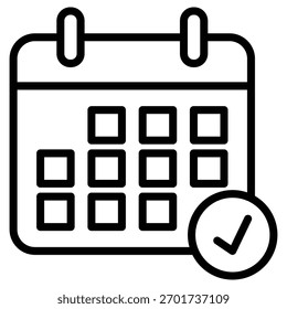 Icono de Web de calendario en estilo de esquema