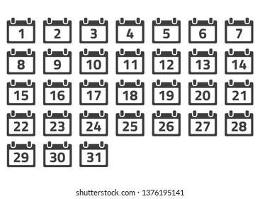 Calendar web icons with date on white background. Vector illustration