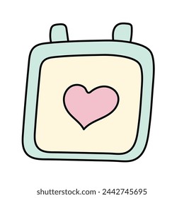 Calendar. Wedding date.Vector illustration in doodle style