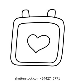 Calendar. Wedding date.Vector illustration in doodle style