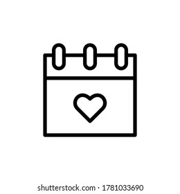 Calendario, icono de boda. Línea simple, contorno vectorial elementos de iconos matrimoniales para ui y ux, sitio web o aplicación móvil