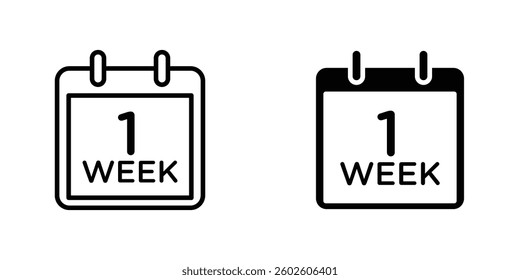 Calendar week flat Icons in line outline and flat solid style on white background