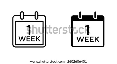 Calendar week flat Icons in line outline and flat solid style on white background