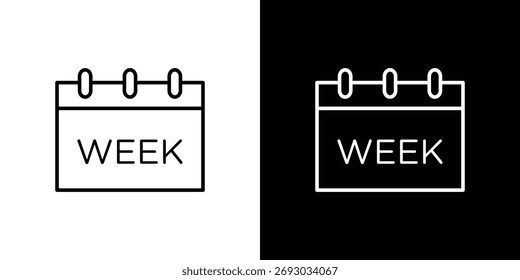 Ícone de semana do calendário. Linha com traçado editável.