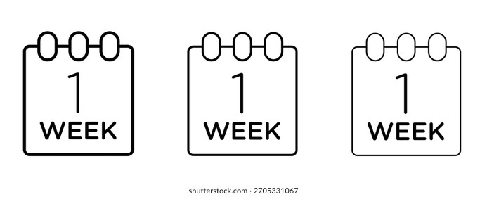 Calendar week icon linear style sign for mobile concept and web design.