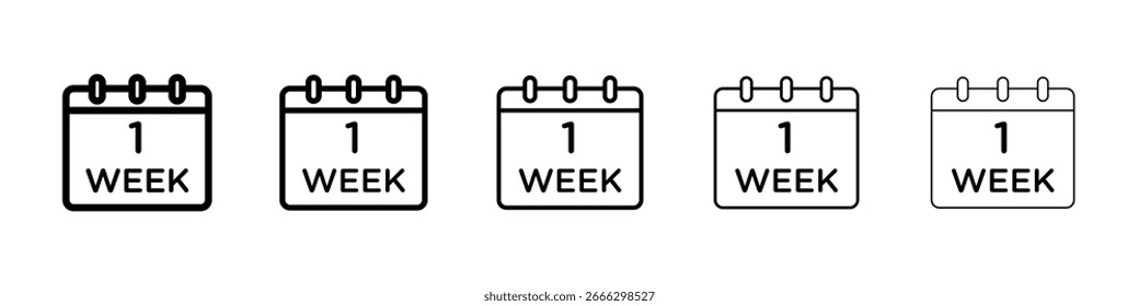 Logotipo do ícone da semana do calendário na coleção de linhas de traçado